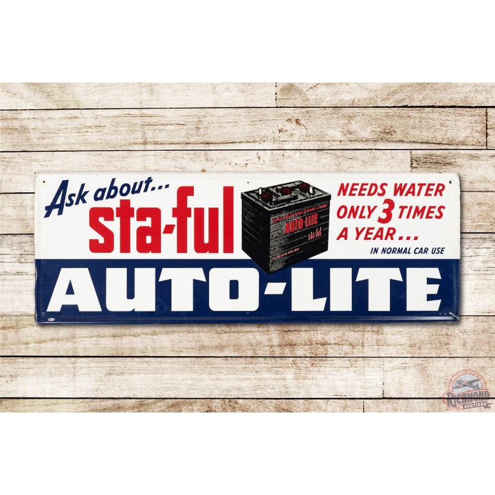 Auto-Lite Sta-Ful Battery Tin Sign TAC 8.75