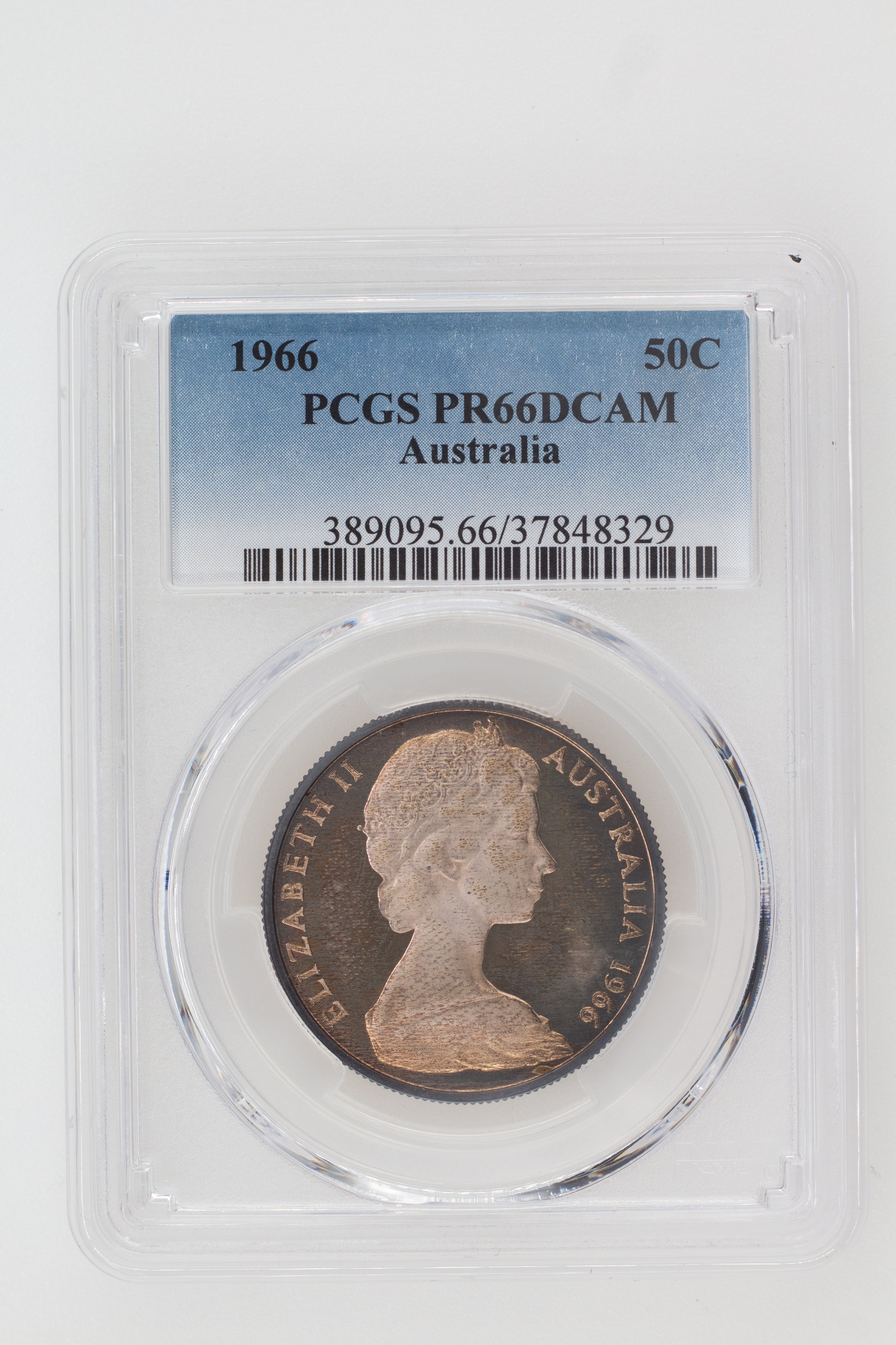 1966 Australia Fifty Cent, 50c Silver PCGS - PR66DCAM -329