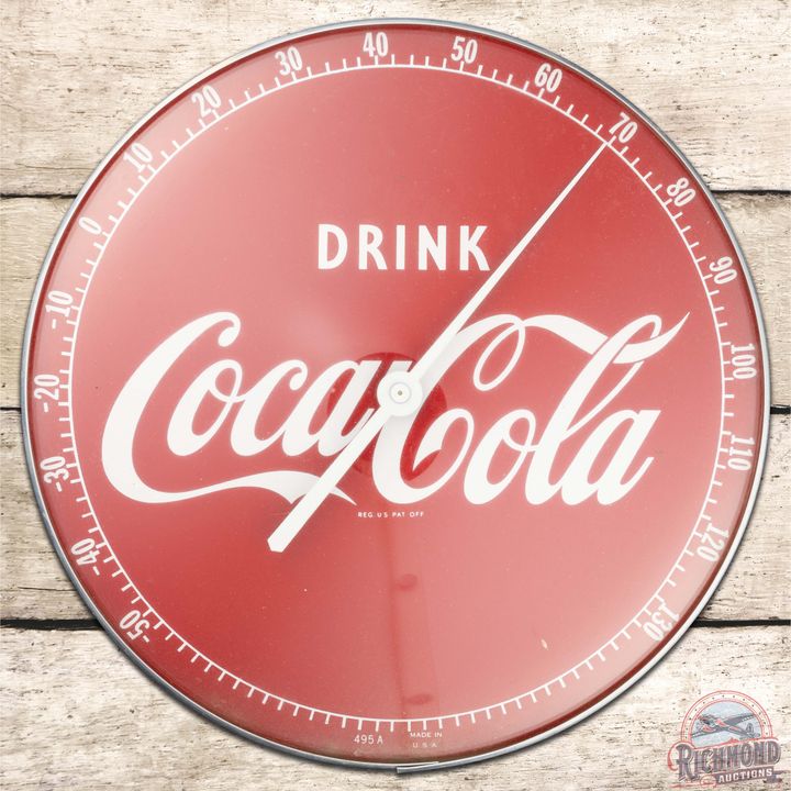 Drink Coca Cola 12" Thermometer Sign w/ Glass Face