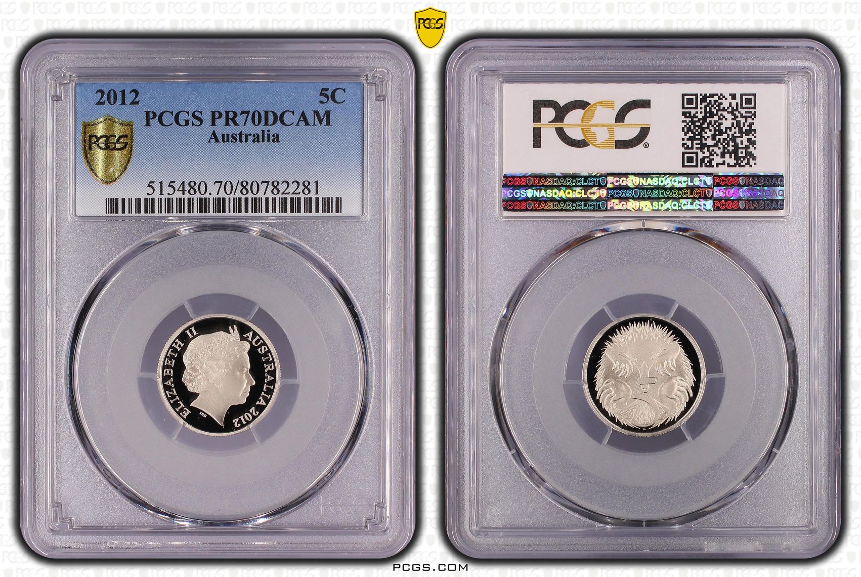 Top pop, Five Cent, 2012, PCGS PR70DCAM