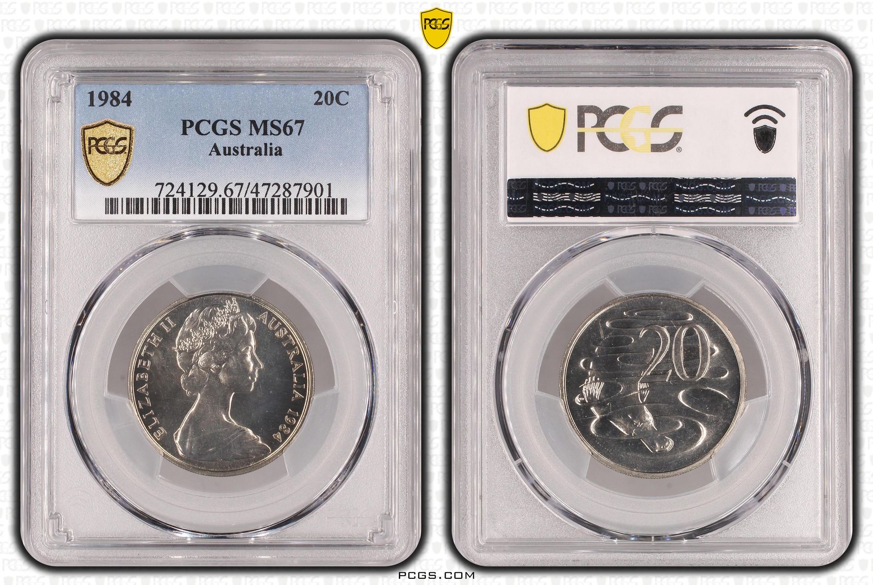 Elizabeth II, Twenty Cent, 1984, PCGS MS67