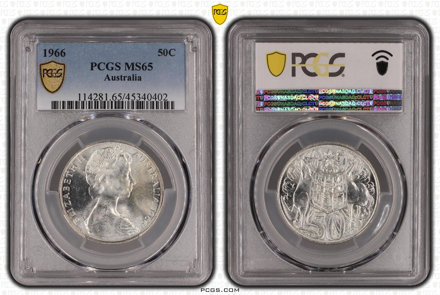 Elizabeth II, Fifty Cent, 1966, PCGS MS65