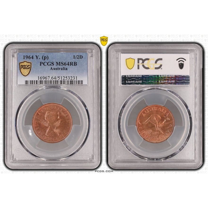 Elizabeth II, Half Penny, 1964, PCGS MS64RB