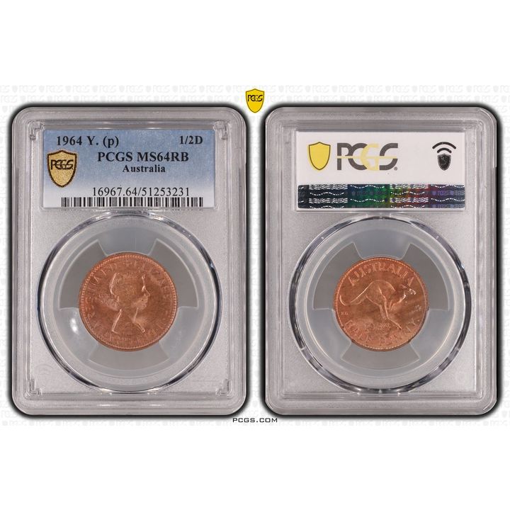 Elizabeth II, Half Penny, 1964, PCGS MS64RB
