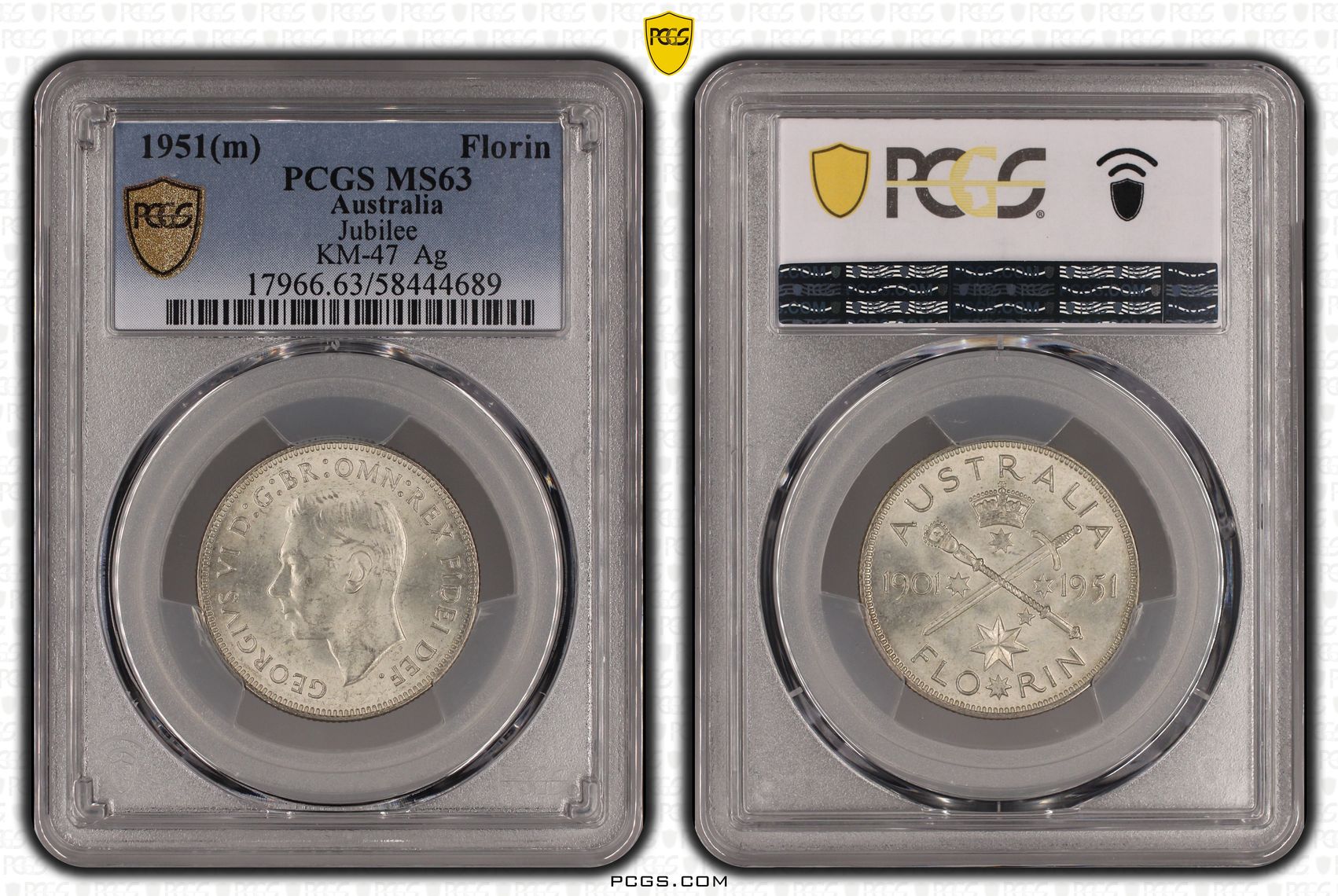 George VI, Jubilee, Florin, 1951(m), PCGS MS63