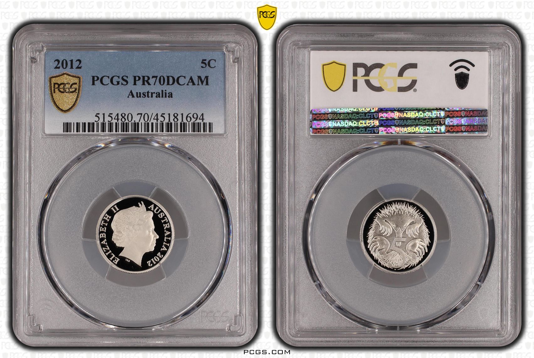 Elizabeth II, Five Cent, 2012, PCGS PR 70DCAM