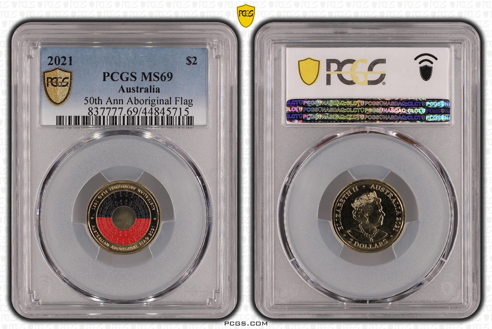 2021 Australia Two Dollar, $2 50th Ann Aboriginal Flag PCGS - MS69 POP 23/0 -715