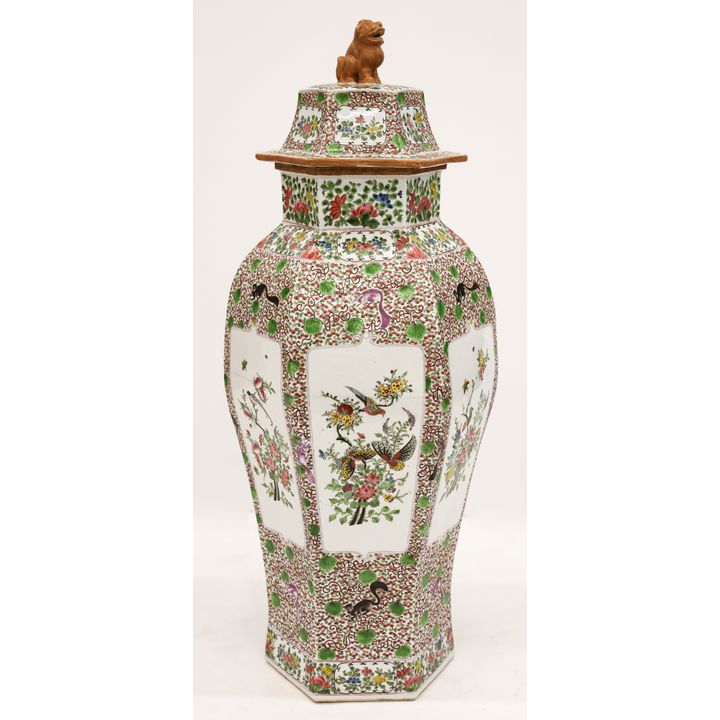 Chinese Famille Rose Large Polygonal Jar