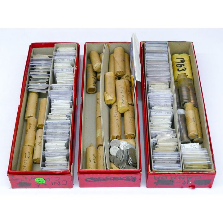 3 Boxes Canadian Cent and Nickel Collections 1858-1976