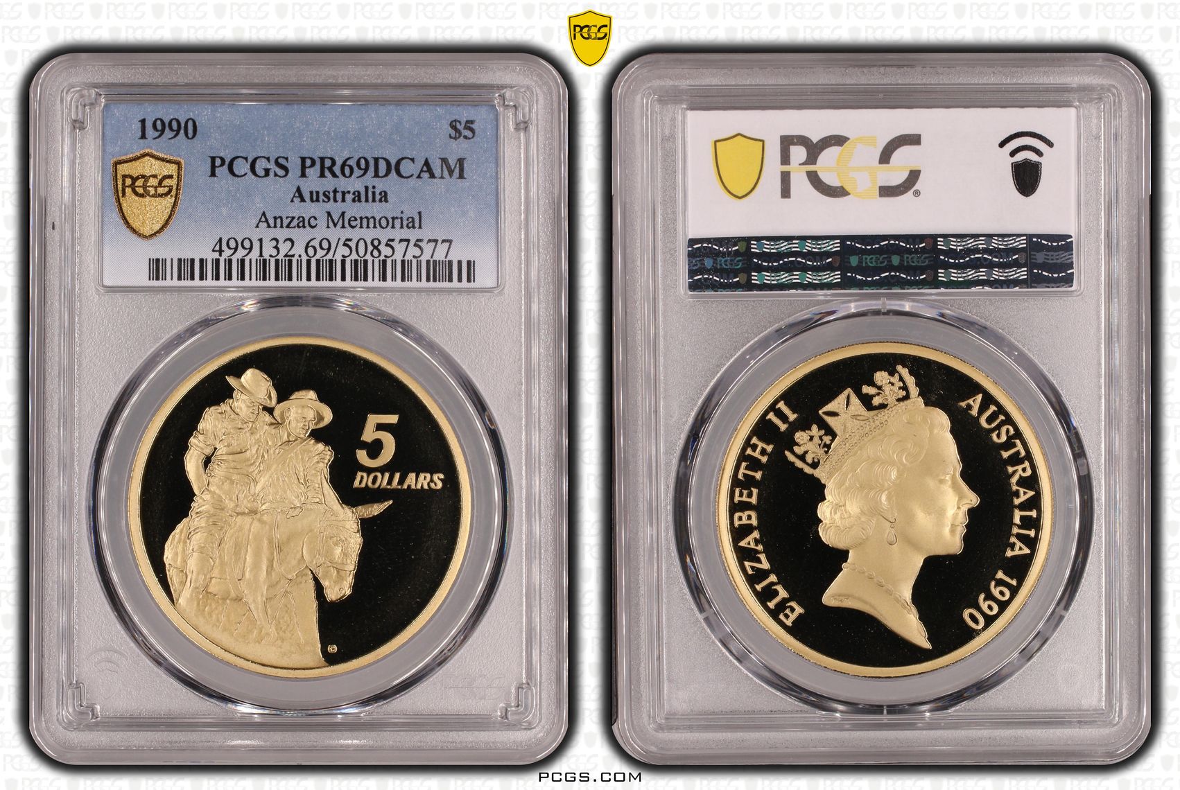 Anzac Memorial , Five Dollar, 1990, PCGS PR69DCAM