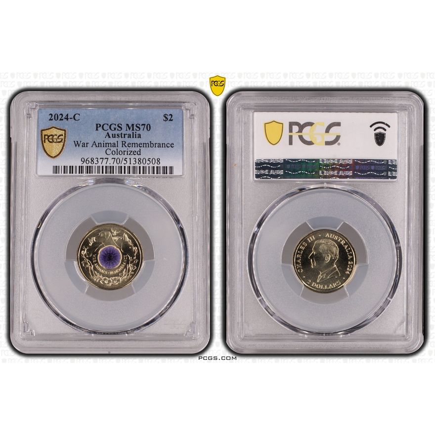War Animal Remembrance Colorized, Two Dollar, 2024-C, PCGS MS70