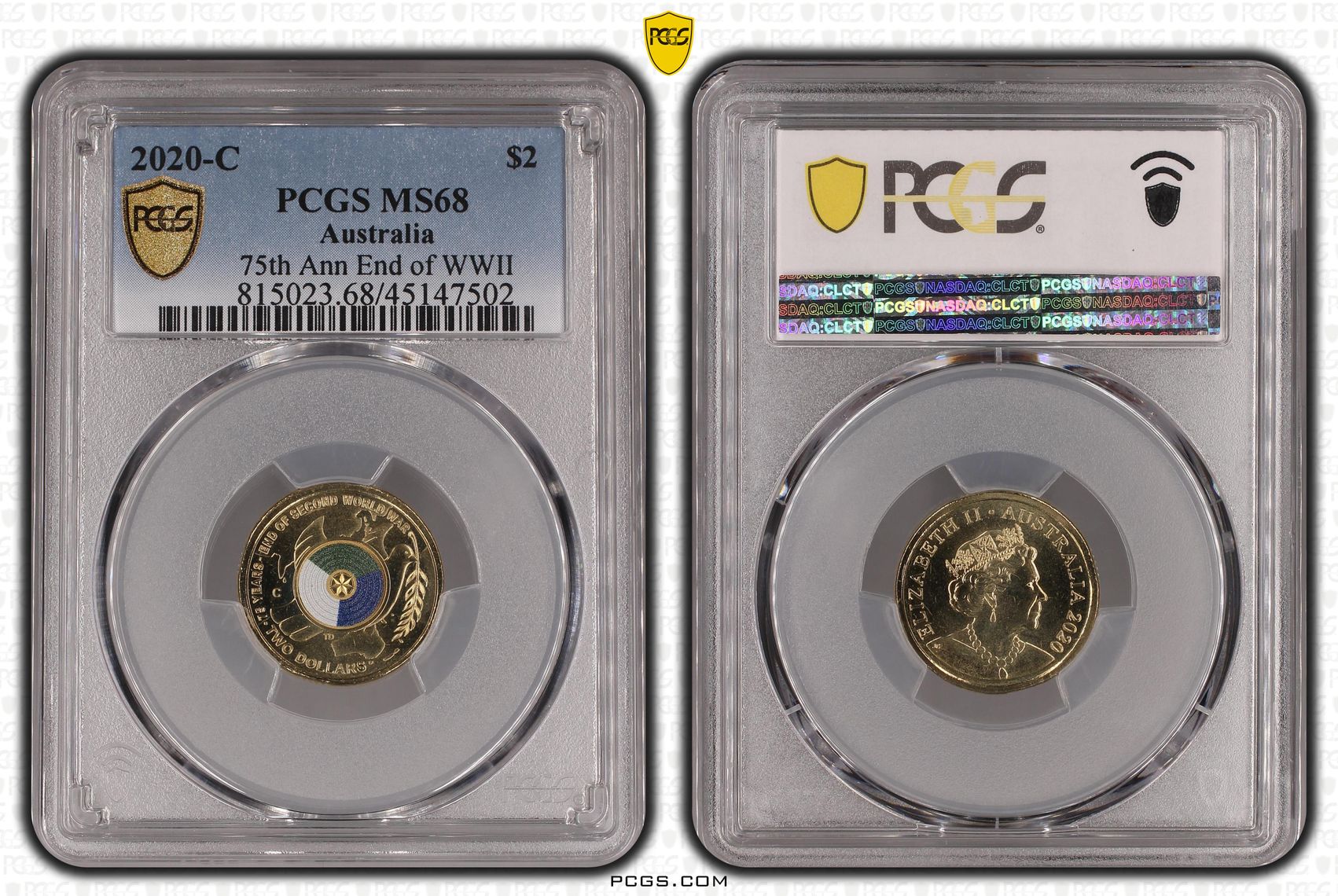 2020-C Australia Two Dollar, $2 75th Ann End of WWII PCGS - MS68 -502