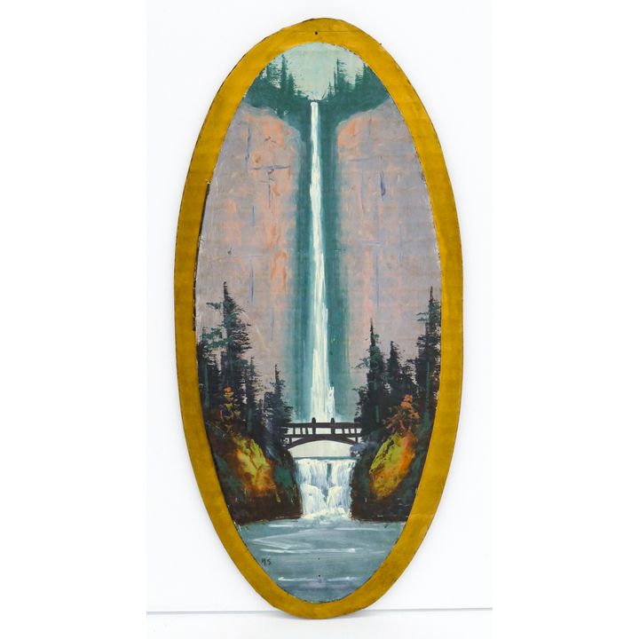 Howard Sewall ''Waterfalls'' Oval Oil on Board