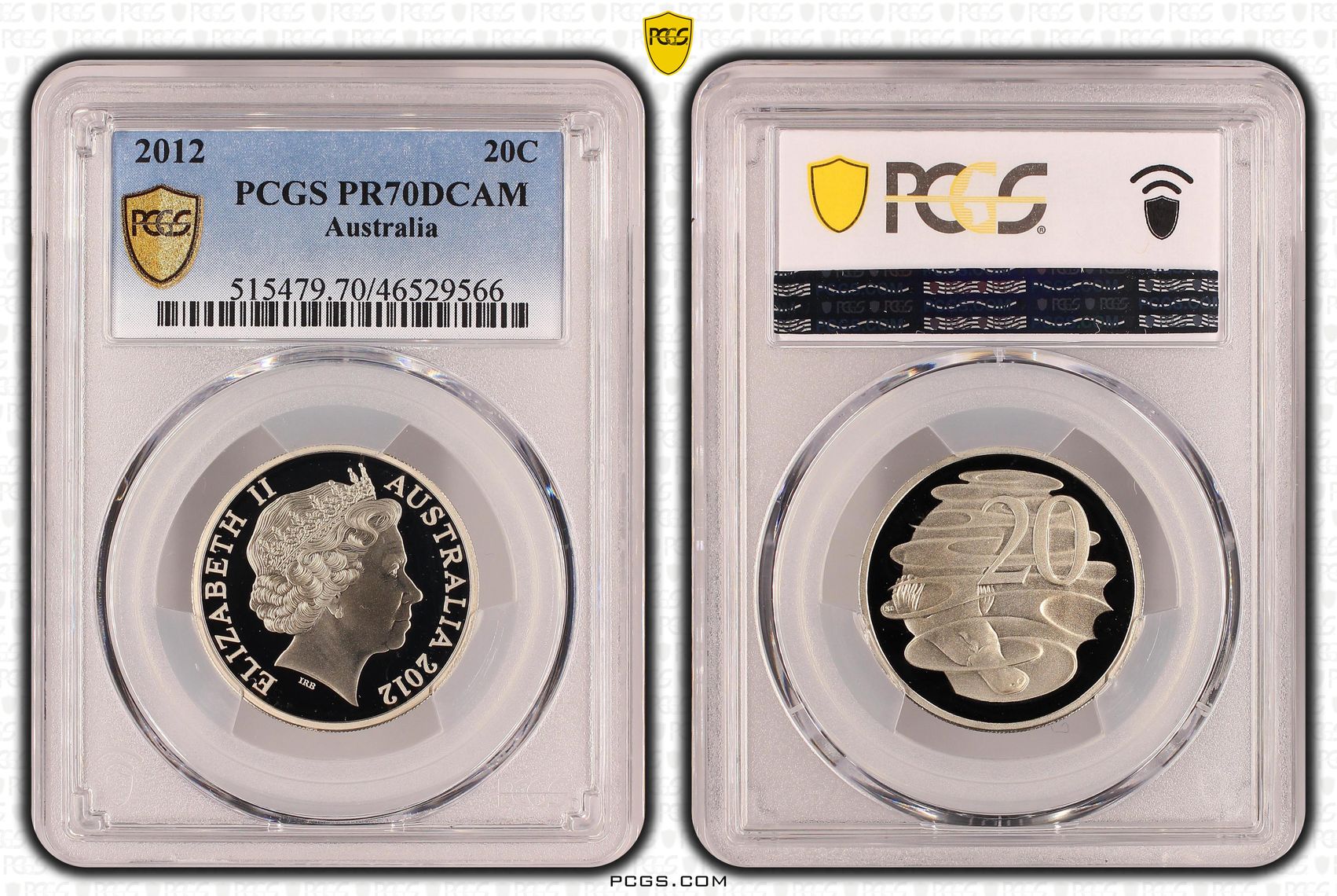 Elizabeth II, Twenty Cent, 2012, PCGS PR70DCAM