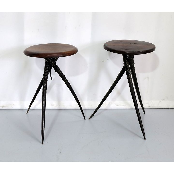 PAIR OF GEMSBOK HORN SIDE TABLES