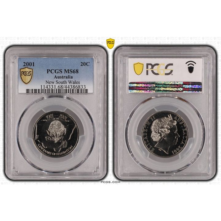 2001 Australia Twenty Cent, 20c New South Wales PCGS - MS68 POP 16/0 -833
