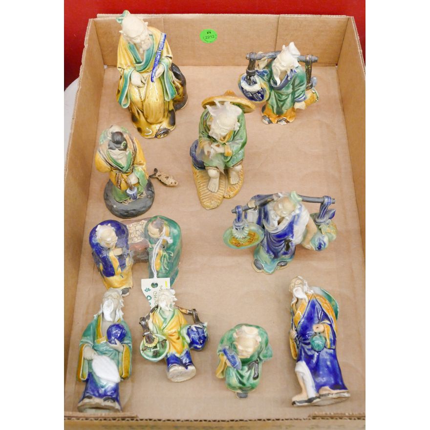 Box 10pc Chinese Shiwan Mudmen Figures