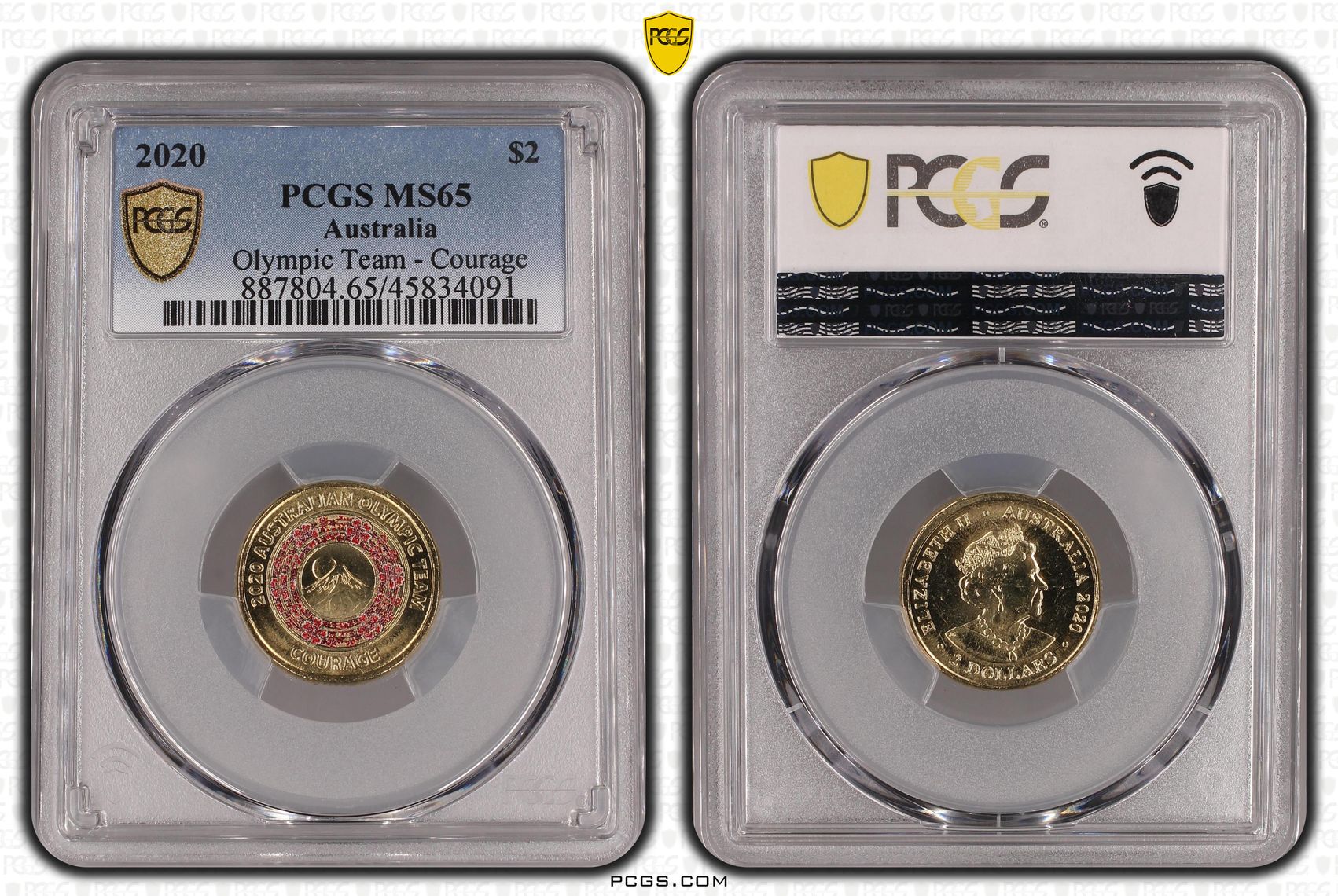 Olympic Team - Courage, Two Dollar, 2020, PCGS MS65