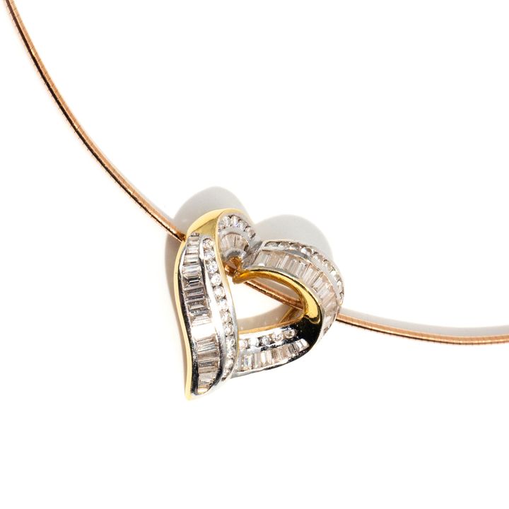 1.25 Carat Diamond Heart Necklace 1980