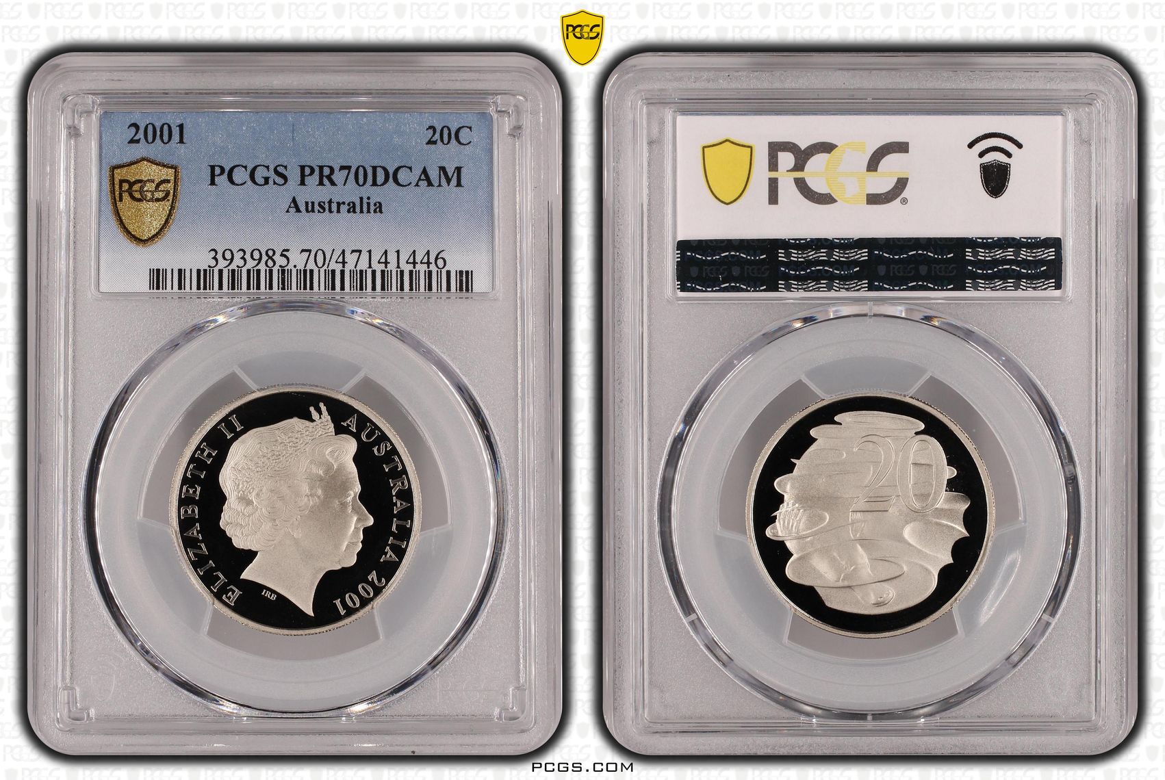 Elizabeth II, Twenty Cent, 2001, PCGS PR70DCAM