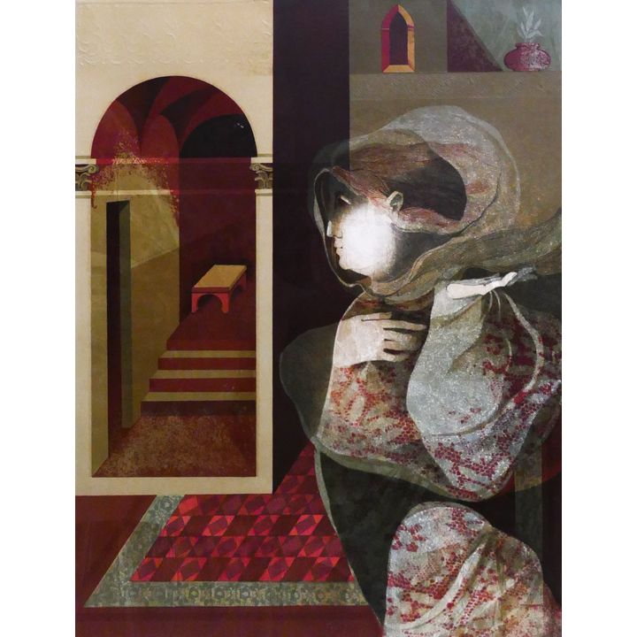 Alvar Sunol Munoz-Ramos (b.1935, Spanish) 'Unknown (Courtyard Scene)' S/N Embossed Lithograph. Edition 52/185. Framed.