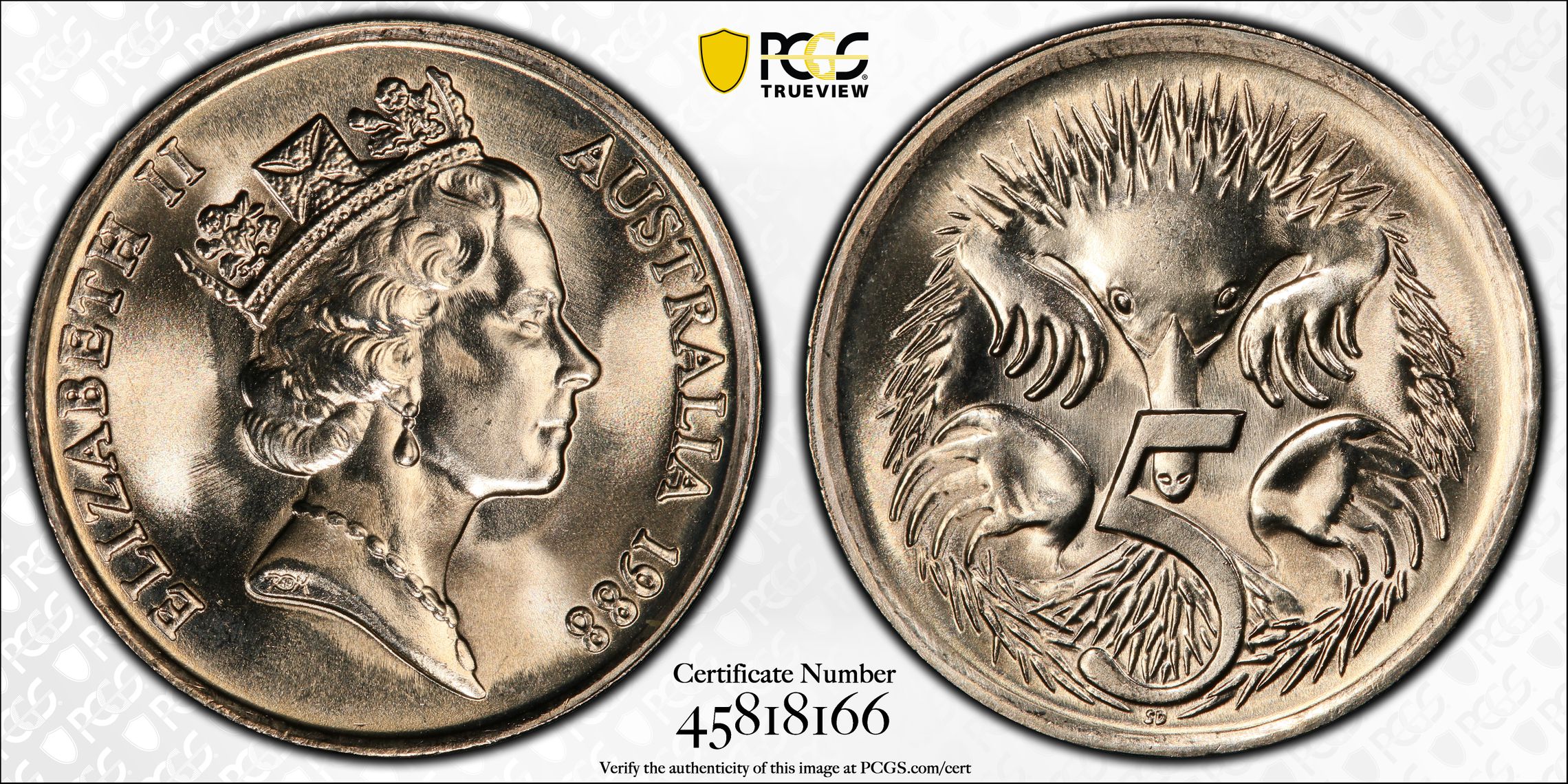 Five Cent, 1988, PCGS MS68
