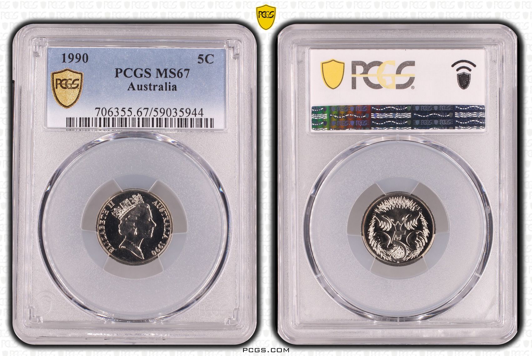 Five Cent, 1990, PCGS MS67