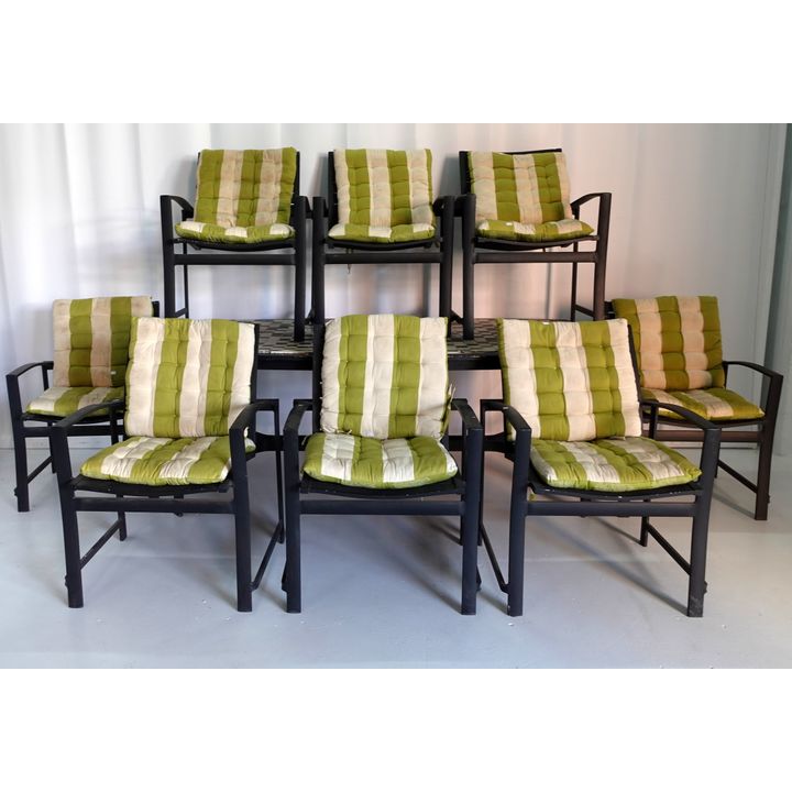 MOSAIC METAL TABLE AND 8 CHAIRS