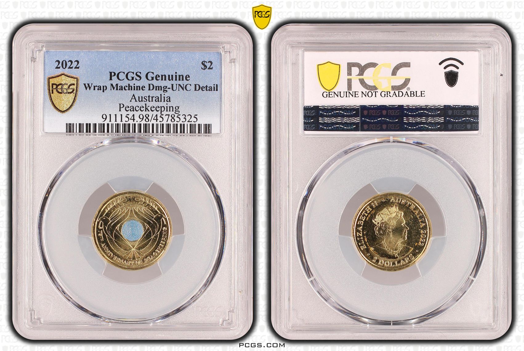 Elizabeth II, Peacekeeping, Two Dollar, 2022, PCGS Genuine - UNC Details (98 - Damage)