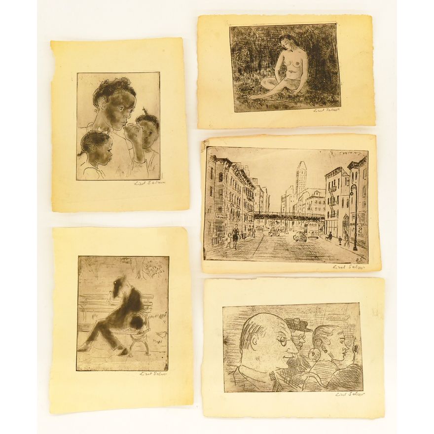 5pc Lisel Salzer Small Signed Etchings 5''x6'' Largest Sheet