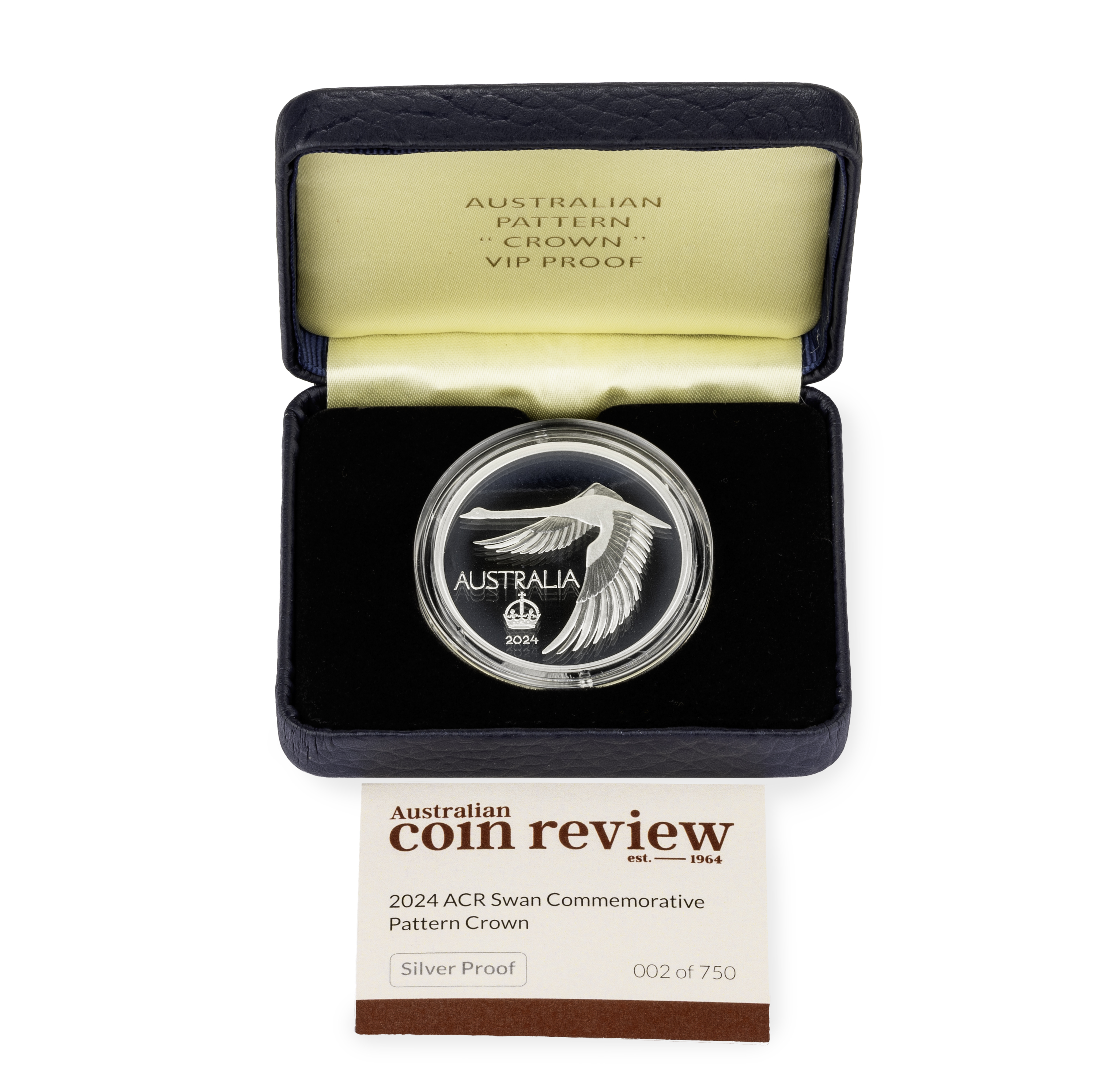 VIP Issue, Cert #002/100, 2024 ACR Swan Commemorative Pattern Crown Silver Proof, FDC
