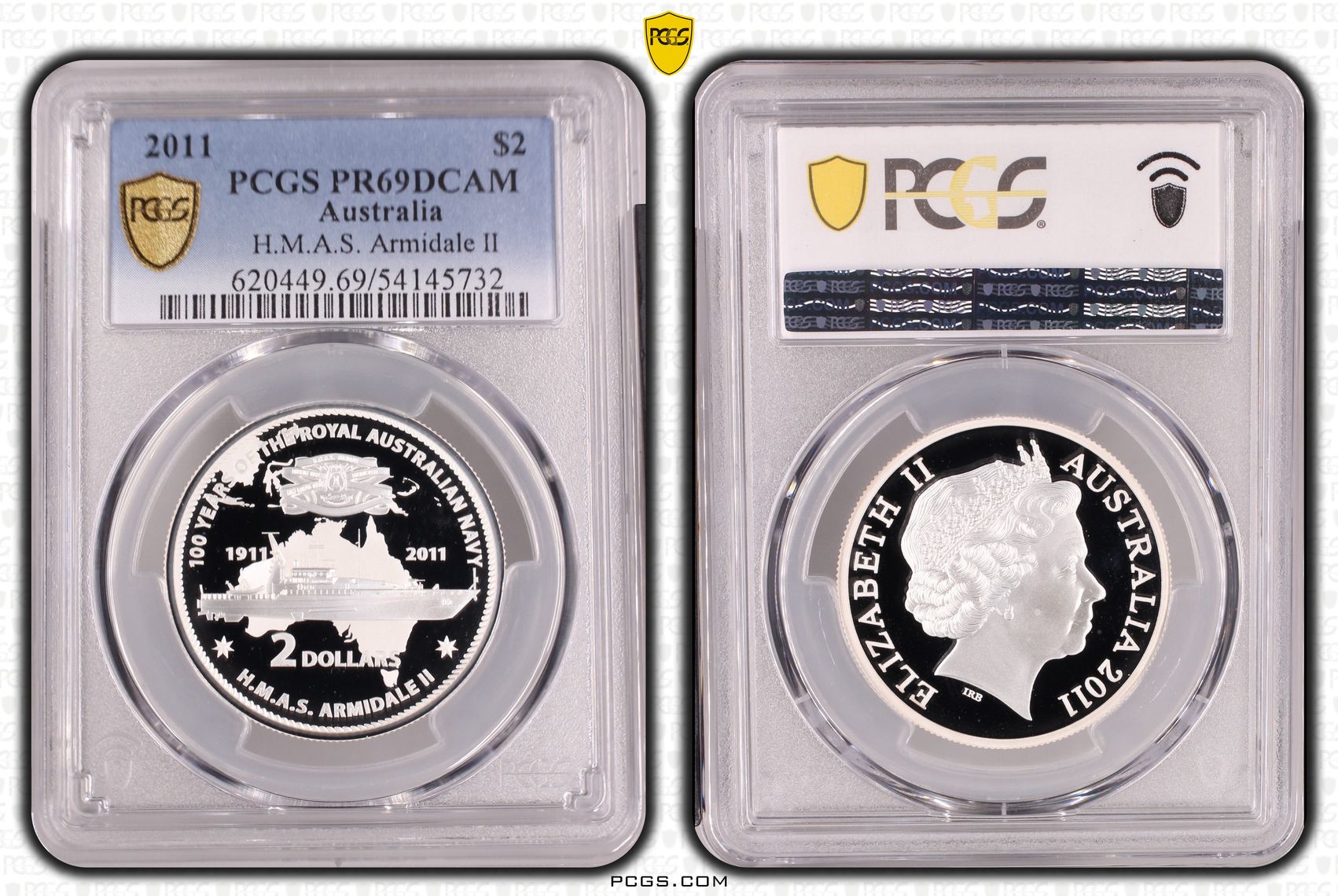 H.M.A.S. Armidale II, Two Dollar, 2011, PCGS PR69DCAM