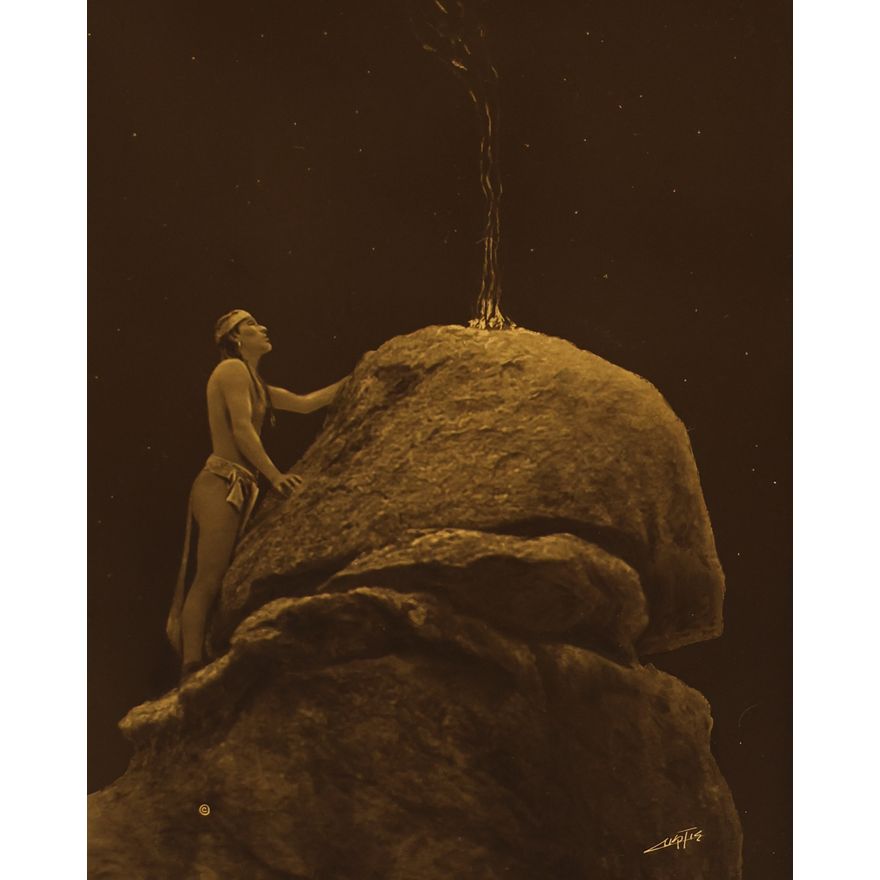 Edward Curtis ''Signal Fire to the Gods'' 1909 Orotone