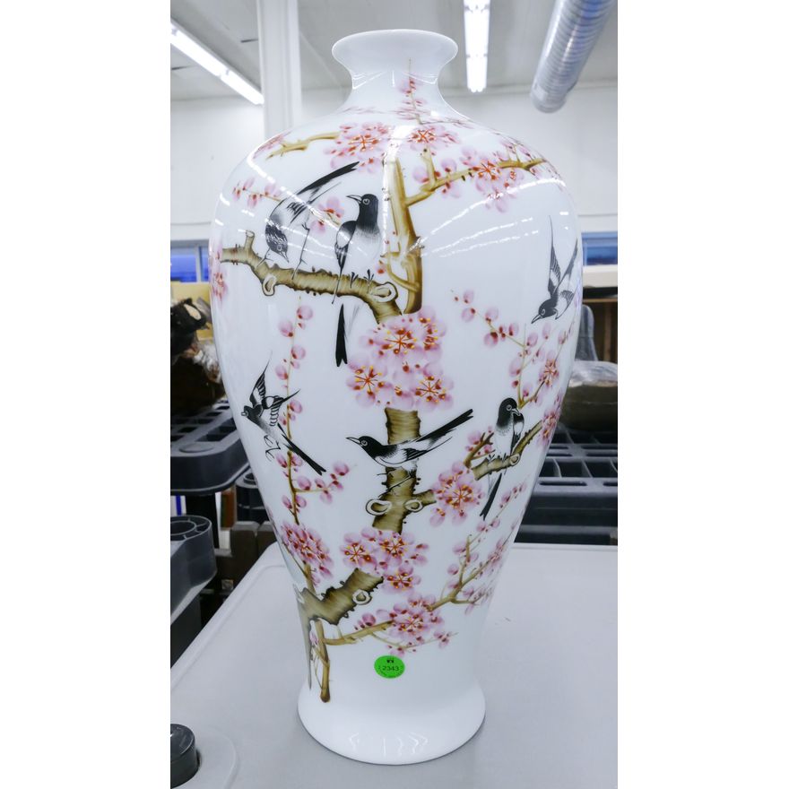 Chinese Painted Prunus Branch Meiping Vase 18''