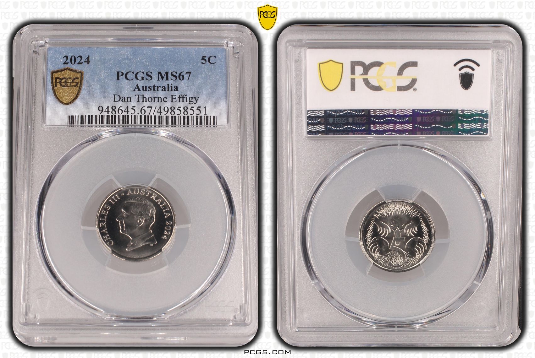 Dan Thorne Effigy , Five Cent, 2024, PCGS MS67