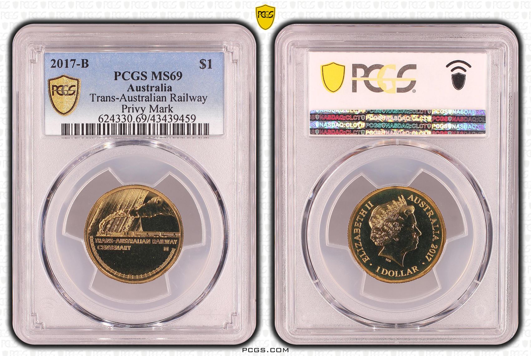 Elizabeth II, Trans-Australian Railway Privy Mark, One Dollar, MS69 , 2017-B PCGS POP - 3/0