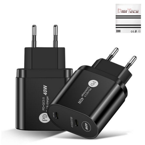 DigiTech USB Wall Charger/ Adapter 40W USB C Dual Ports Black ADAPTER ONLY