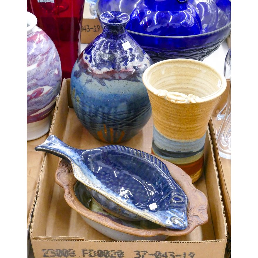 Box 4pc Studio Pottery Vases and Bowls