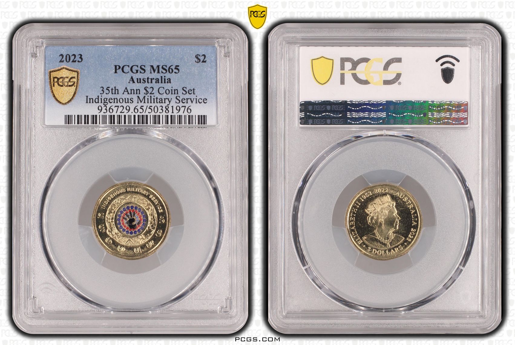 35th Ann $2 Coin Set Colorized - Indigenous Military Service , Two Dollar, 2023, PCGS MS65