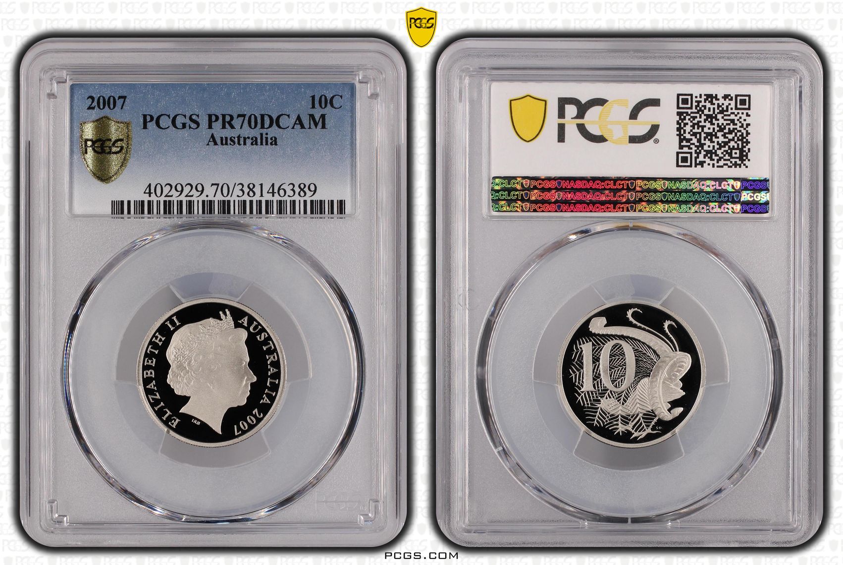 147 · 2007 Australia Ten Cent, 10c PCGS - PR70DCAM POP 41/0 -389
