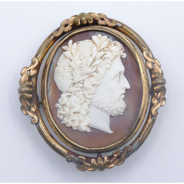 Victorian Classical Shell Cameo Brooch 2.25''