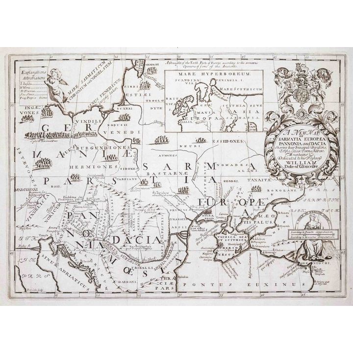 Edward Wells, Benjamin Cole | A new map of Sarmatia Europea Pannonia and Dacia…