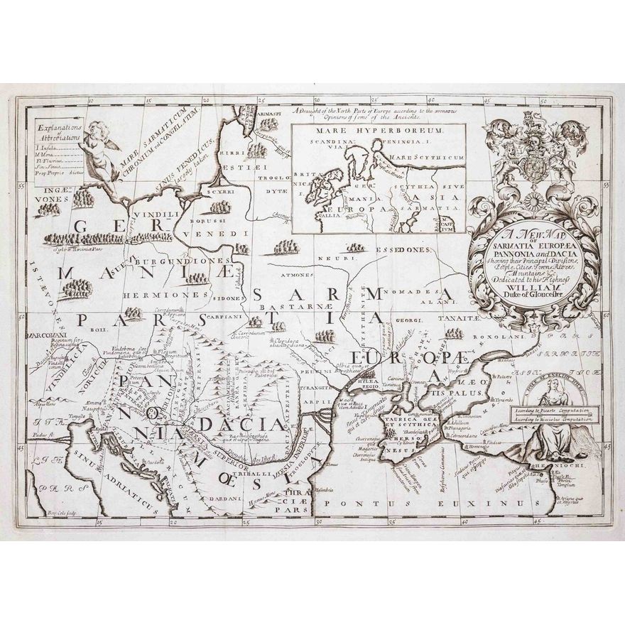 Edward Wells, Benjamin Cole | A new map of Sarmatia Europea Pannonia and Dacia…