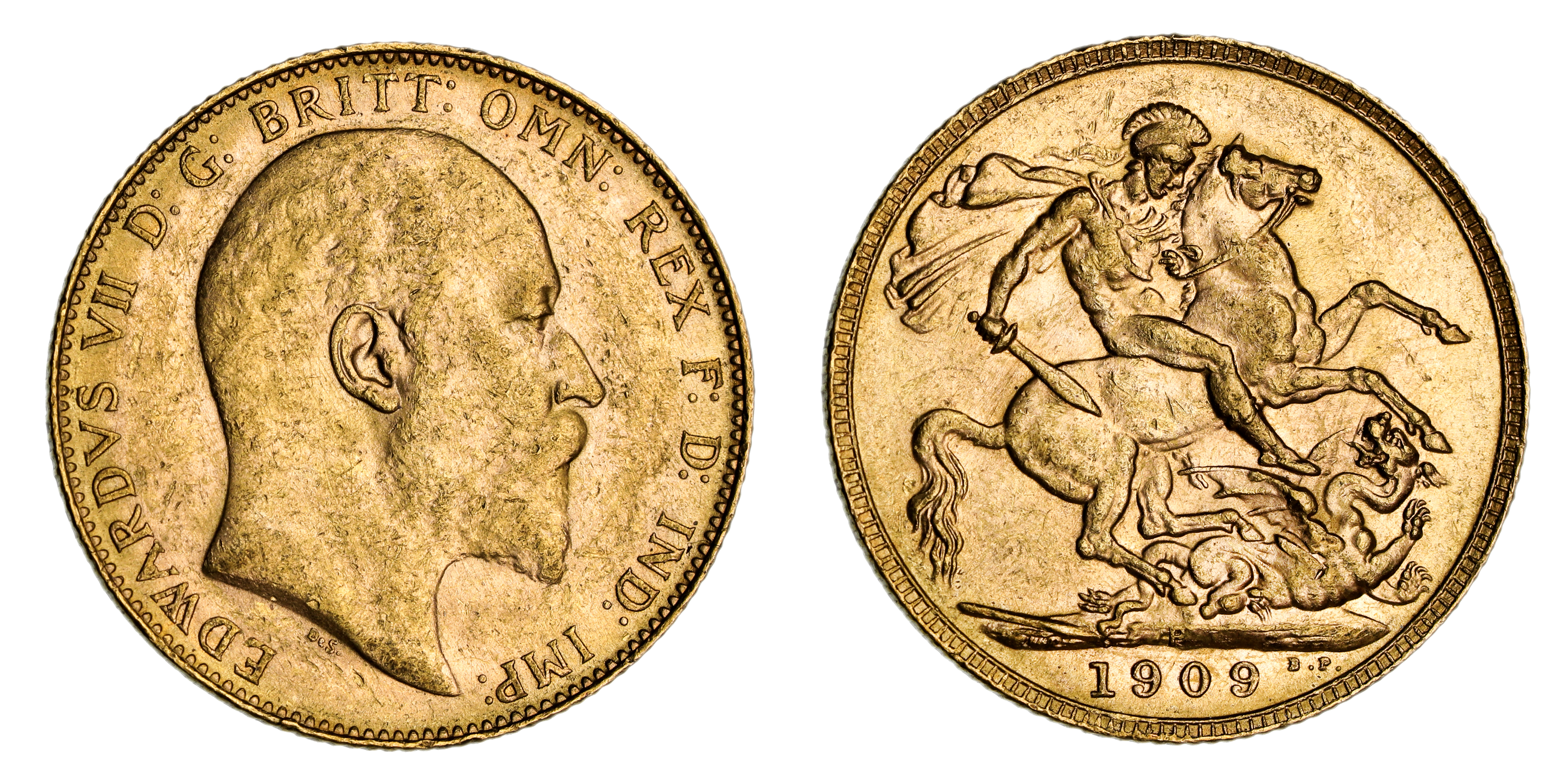 Edward VII, St. George Reverse - Perth Mint, Sovereign, 1909, EF