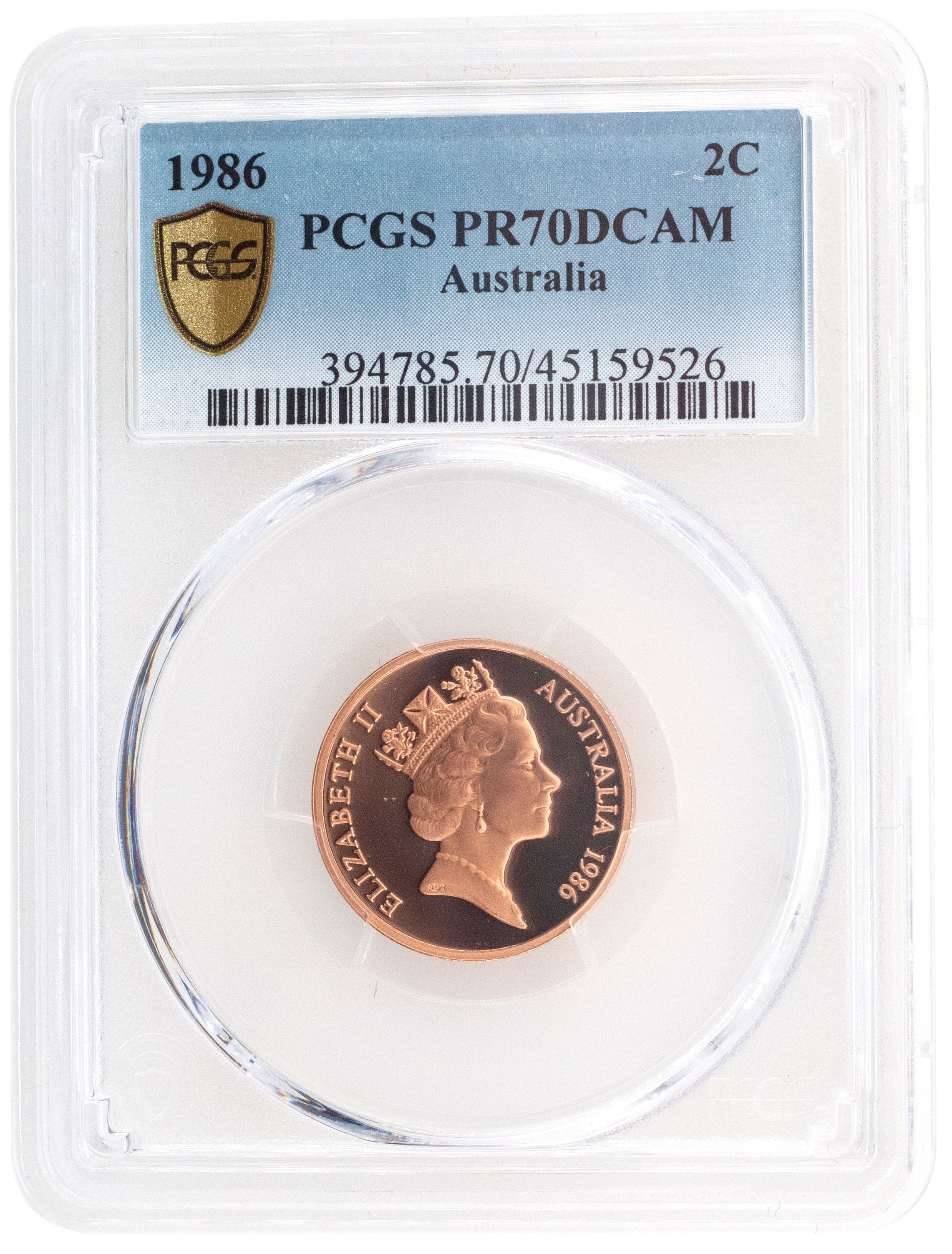 1986 Australian Two Cent, 2c Proof PCGS - PR70DCAM POP 69/0 -526