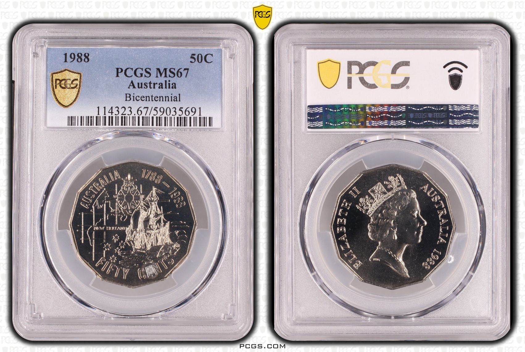 Bicentennial, Fifty Cent, 1988, PCGS MS67