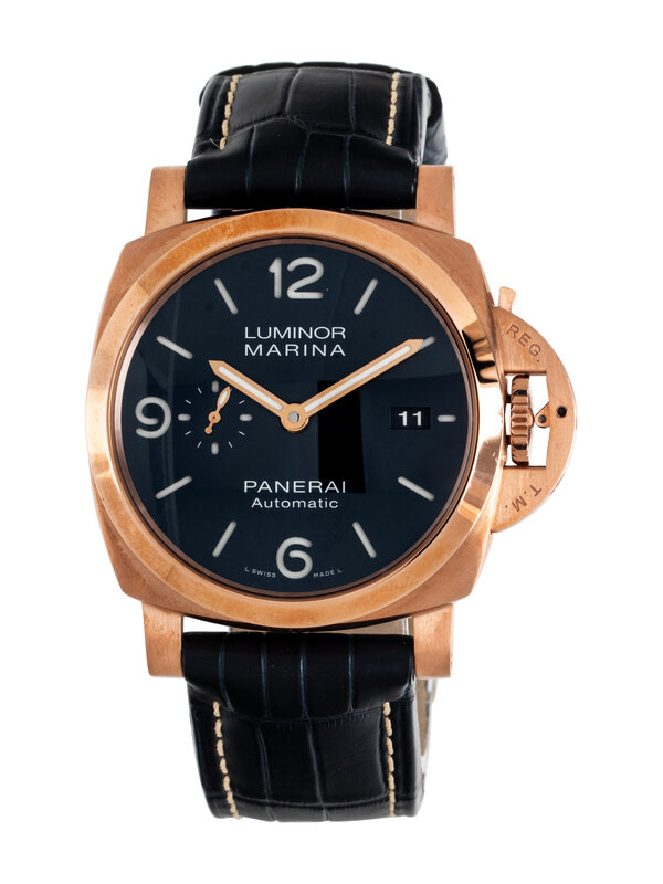 PANERAI, REF. 1112 18K ROSE GOLD 'LUMINOR MARINA' WATCH, BOX & PAPERS