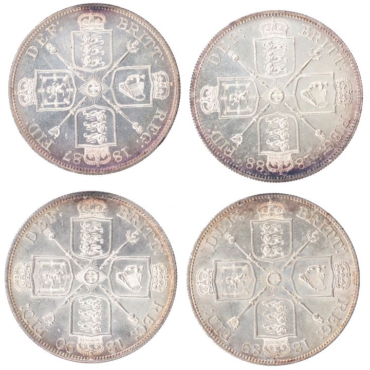 Great Britain, Victoria, Double Florin, 1887 - 1890, aUNC - CHU