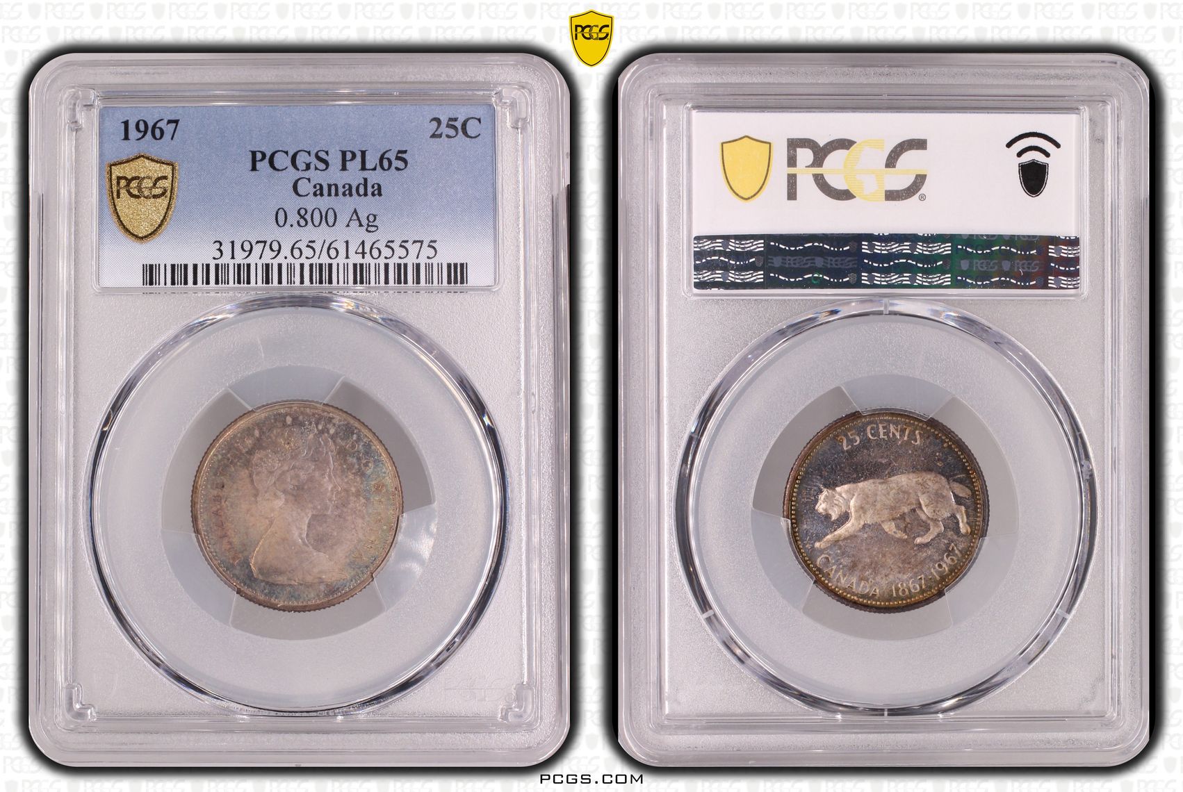Canada, Elizabeth II, 0.800 Silver, Twenty Five Cent, 1967, PCGS PL65