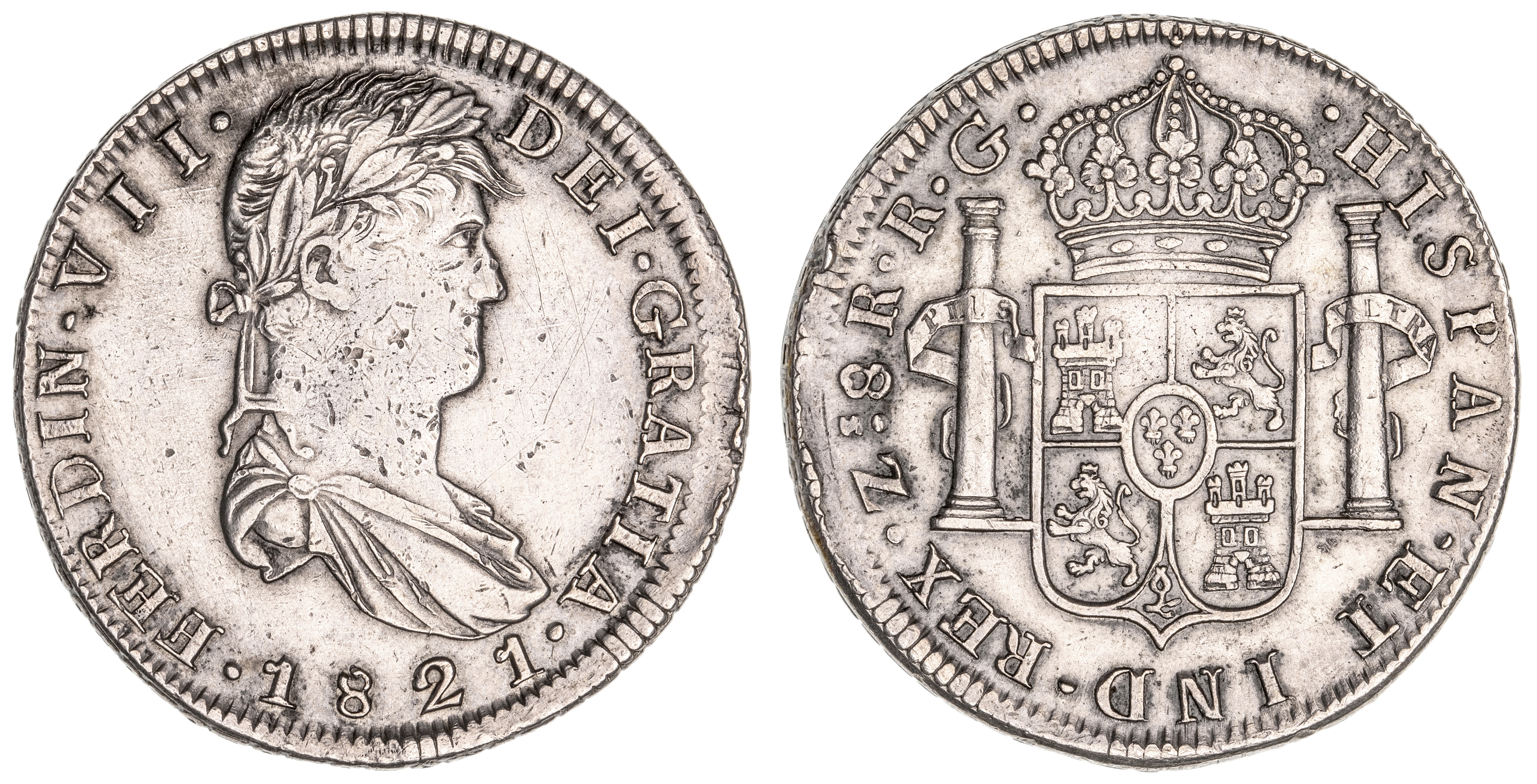 Mexico, Ferdinand VII, Eight Reales, 1821-RG, gVF